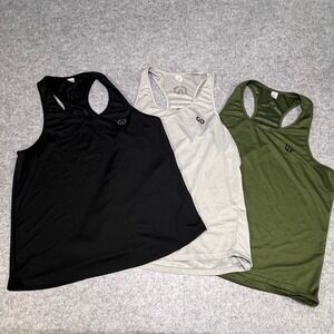 Mens Neleus Athletic Tank Tops 3 Pack Black Gray Green Racerback Workout Gym L